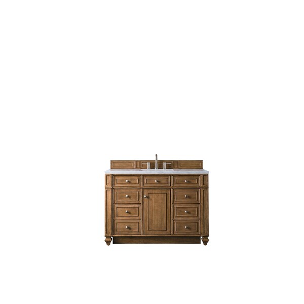 James Martin Vanities Bristol 48in Single Vanity, Saddle Brown w/ 3 CM Eternal Jasmine Pearl Quartz Top 157-V48-SBR-3EJP - main